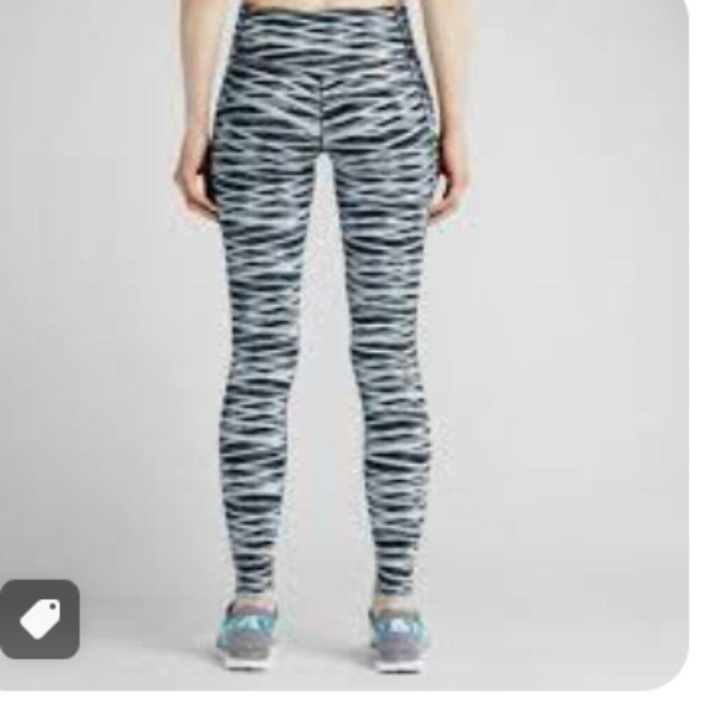 NIKE Dri Fit Black White Criss Cross Tights Leggings Large